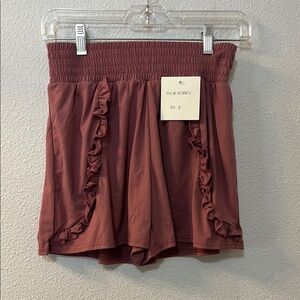 NWT Indero High Waist Pink Ruffled Shorts with Elastic Waistband